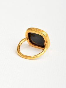 Anillo ónix negro grande plata oro