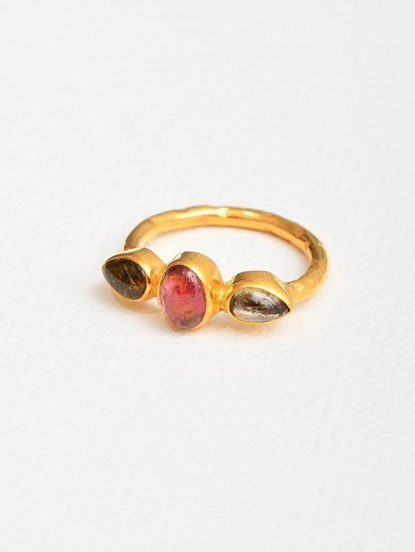 Anillo tres turmalinas oro
