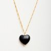 Collar corazón onix negro cadena oro