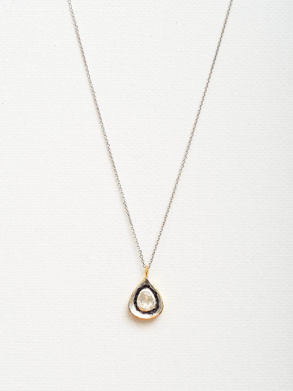 Collar con colgante Diamante Polki plata y esmalte