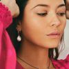 Pendientes aro con perla barroca mediana