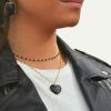 Collar corazón onix negro cadena plata oro