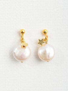 pendientes con perlas circulares y estrella hematites