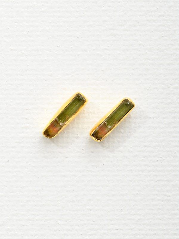 Pendientes turmalina verde oro