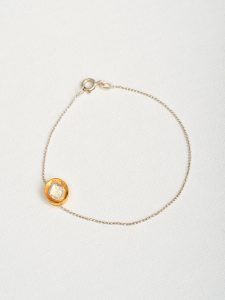 Pulsera diamante Polki con cadena de plata